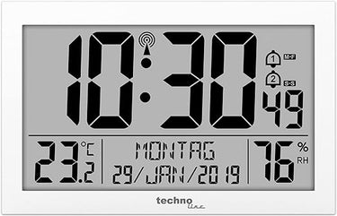 Technoline WS 8016 WS8016 - Reloj Digital de Pared con indicador de Temperatura, plástico, Color Blanco, 225 x 143 x 24 mm, WS8016 Blanco